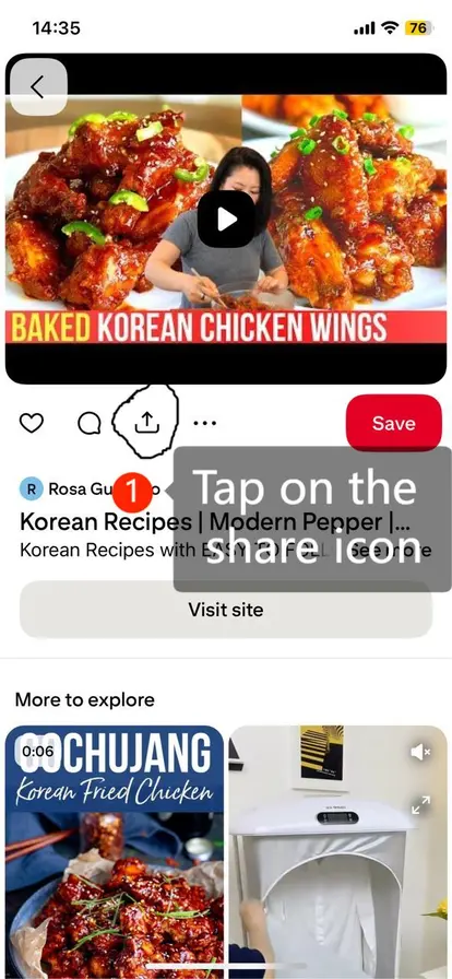 Tap on the Share Icon