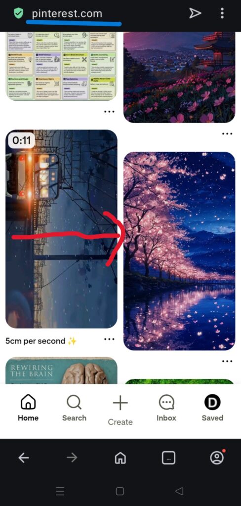 Visit Pinterest from the Browser